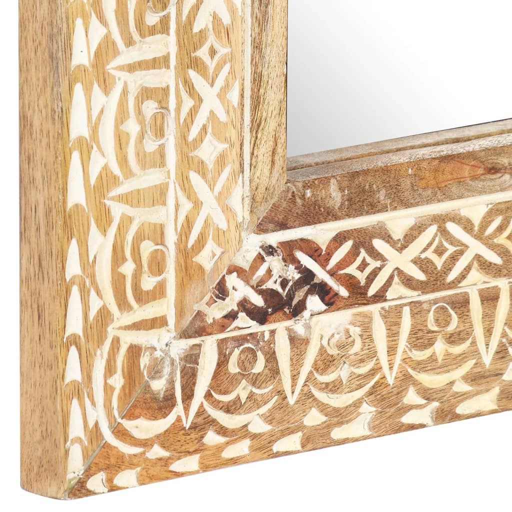 Spiegel Handgeschnitzt 110X50X2,6 Cm Massivholz Mango