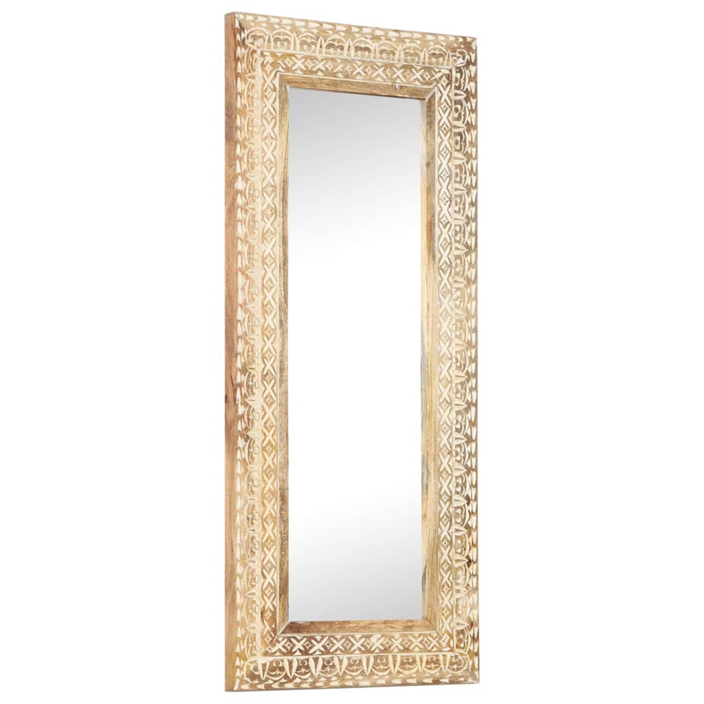 Spiegel Handgeschnitzt 110X50X2,6 Cm Massivholz Mango