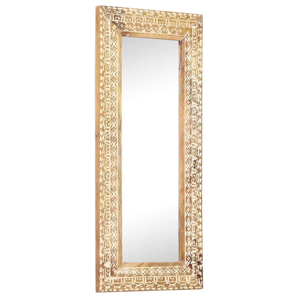 Spiegel Handgeschnitzt 110X50X2,6 Cm Massivholz Mango