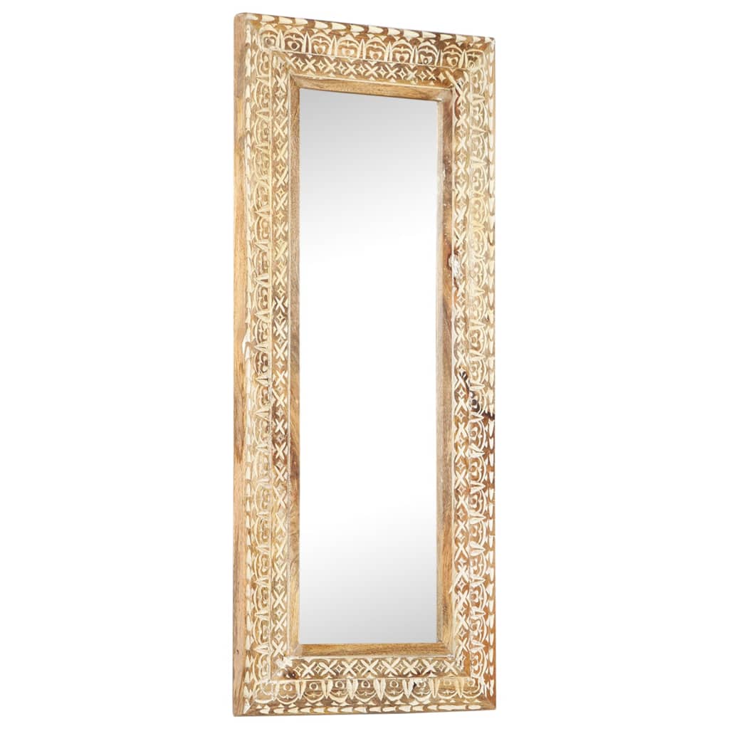 Spiegel Handgeschnitzt 110X50X2,6 Cm Massivholz Mango
