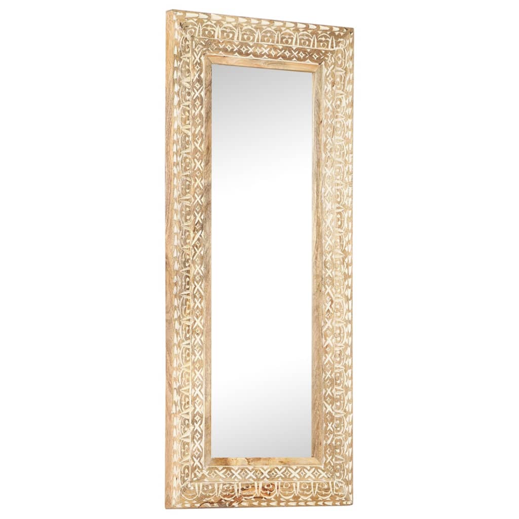 Spiegel Handgeschnitzt 110X50X2,6 Cm Massivholz Mango