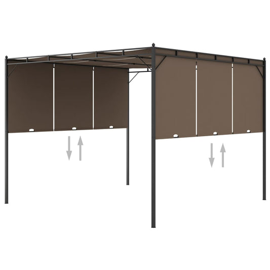 Gartenpavillon Mit Seitenvorhang 3X3X2,25 M Taupe