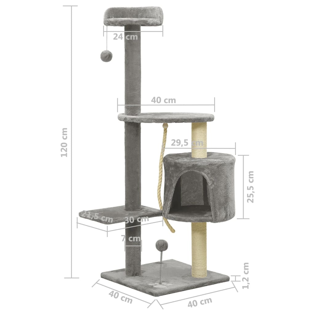Katzenbaum Mit Sisal-Kratzsäulen 120 Cm