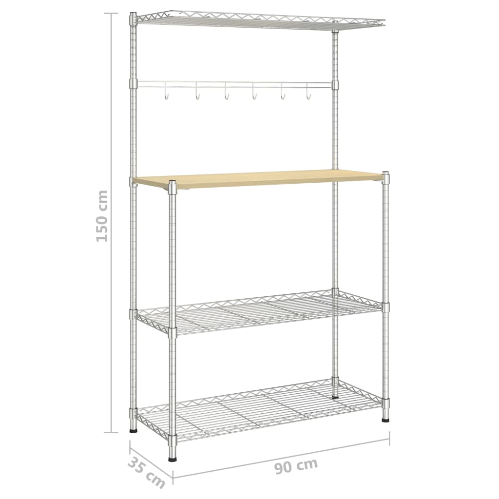 4 Ablagen Mikrowellenregal 90X35X150 Cm Verchromtes Eisen Schwarz