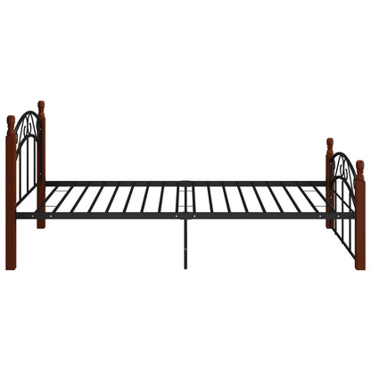 Bettgestell Schwarz Metall Und Massivholz Eiche