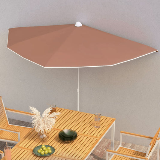 Halb-Sonnenschirm Mit Mast 180X90 Cm Rot
