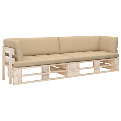 -Palettensofa Mit Kissen Imprägniertes Kiefernholz Beige
