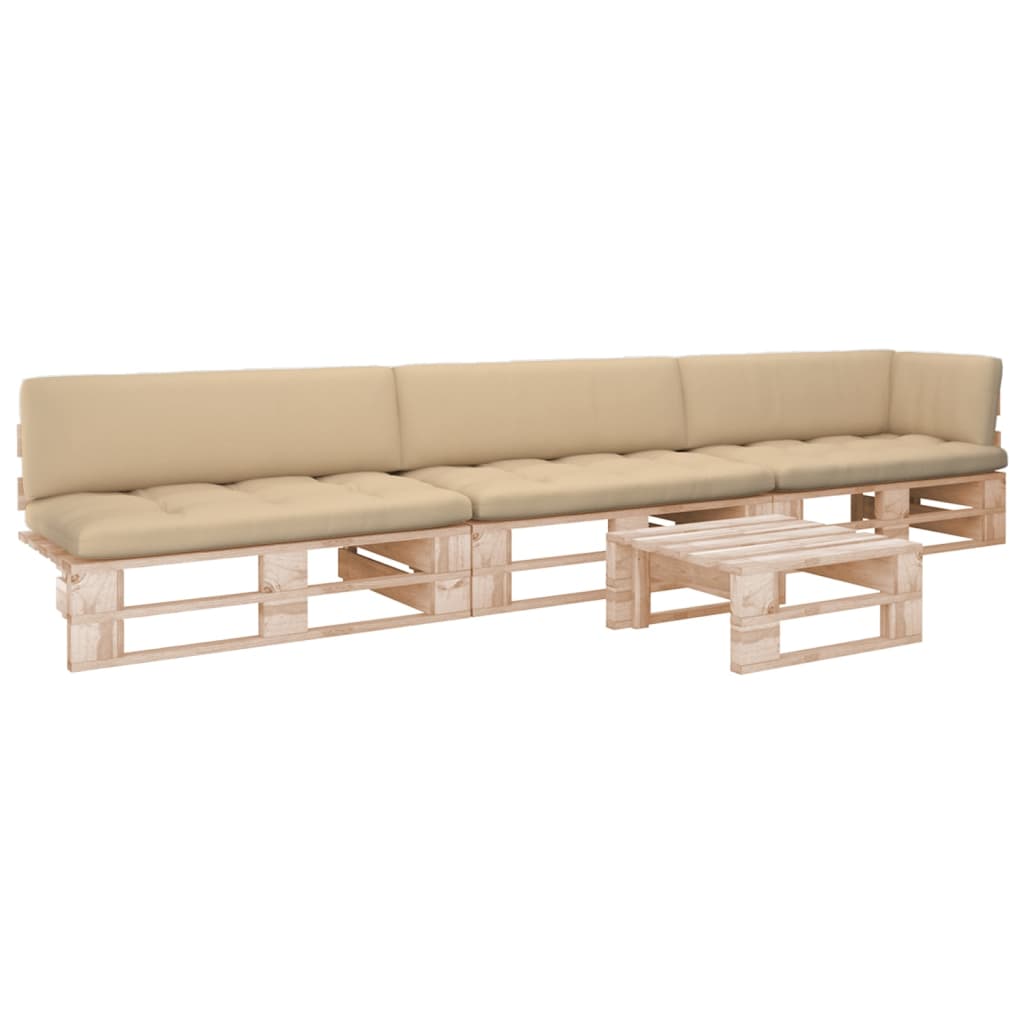 -Palettensofa Mit Kissen Imprägniertes Kiefernholz Beige