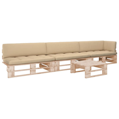 -Palettensofa Mit Kissen Imprägniertes Kiefernholz Beige