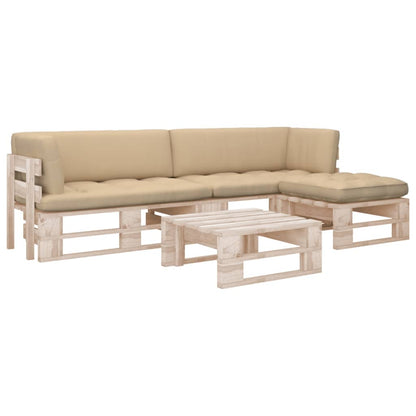 -Palettensofa Mit Kissen Imprägniertes Kiefernholz Beige