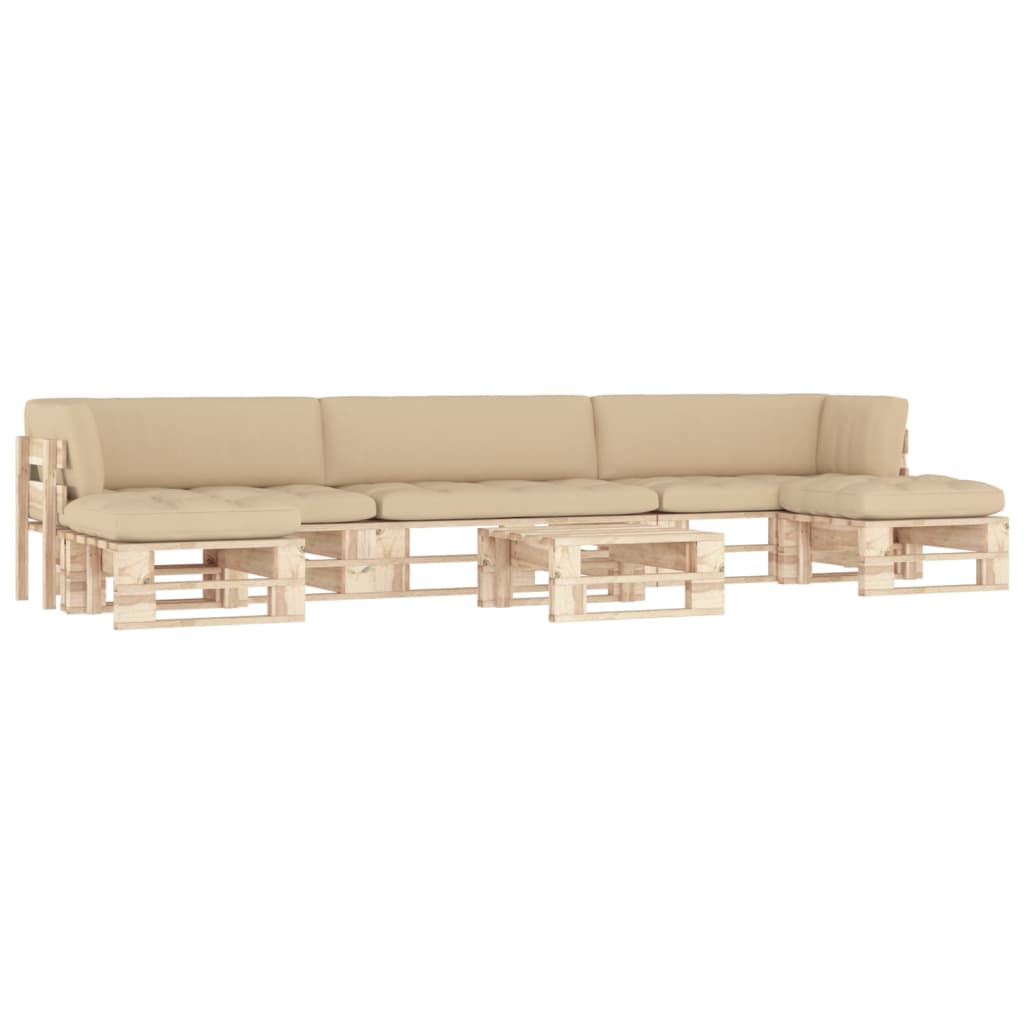 -Palettensofa Mit Kissen Imprägniertes Kiefernholz Beige