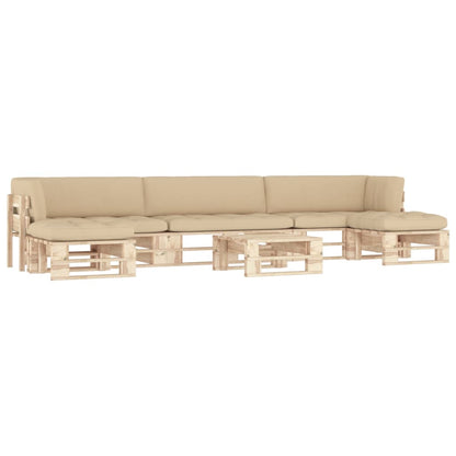 -Palettensofa Mit Kissen Imprägniertes Kiefernholz Beige