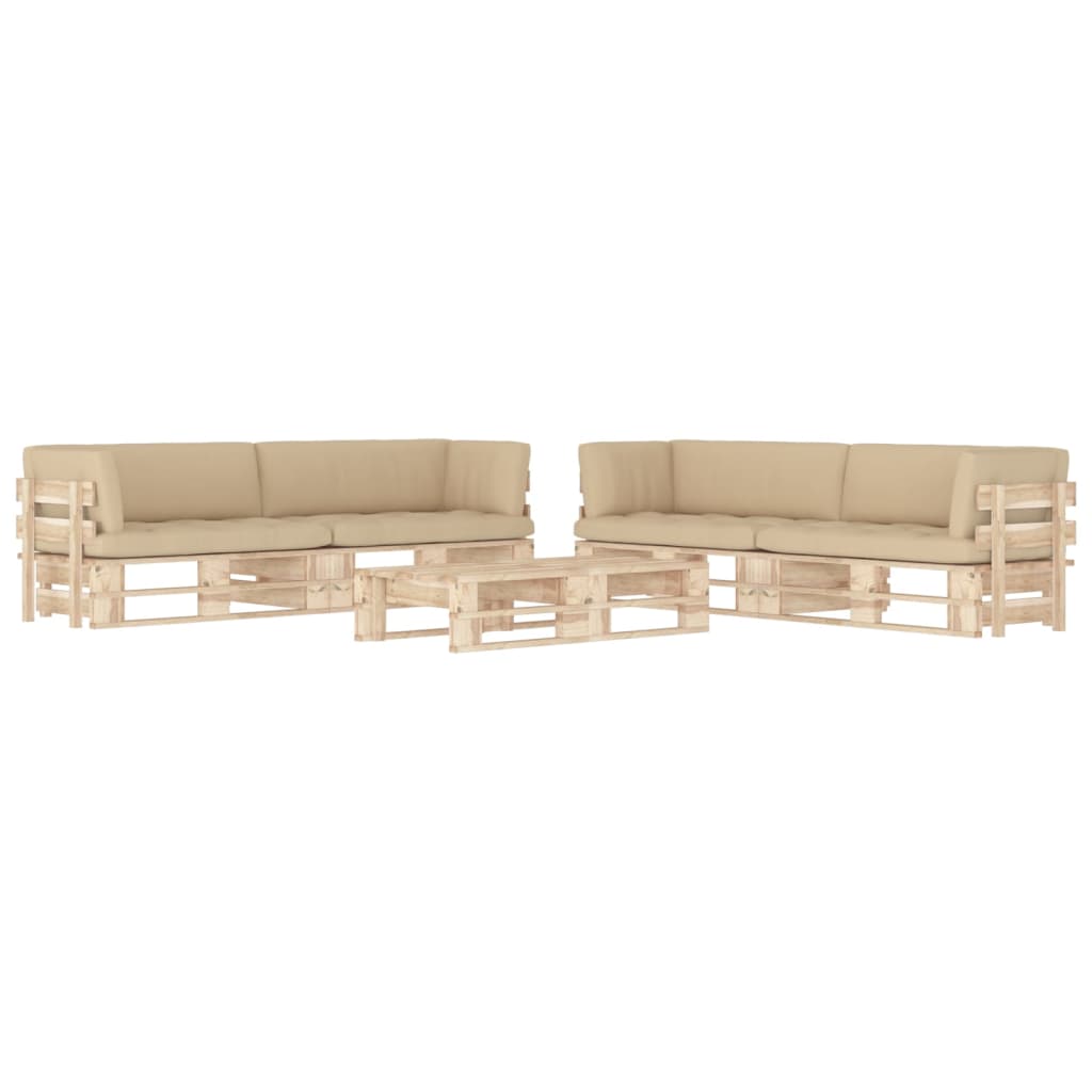 -Palettensofa Mit Kissen Imprägniertes Kiefernholz Beige