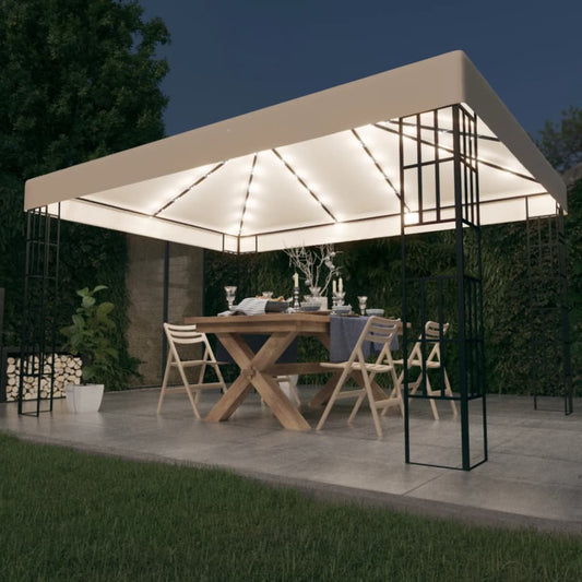 Pavillon Mit Led-Lichterkette Weiß