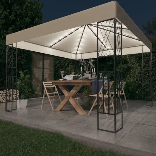 Pavillon Mit Led-Lichterkette Stoff