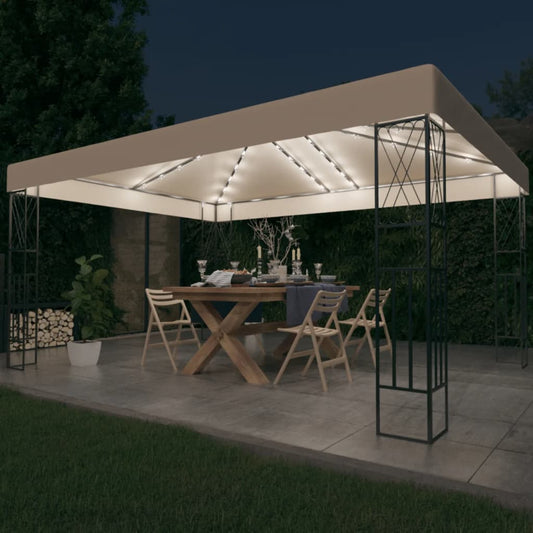 Pavillon Mit Led-Lichterkette Stoff