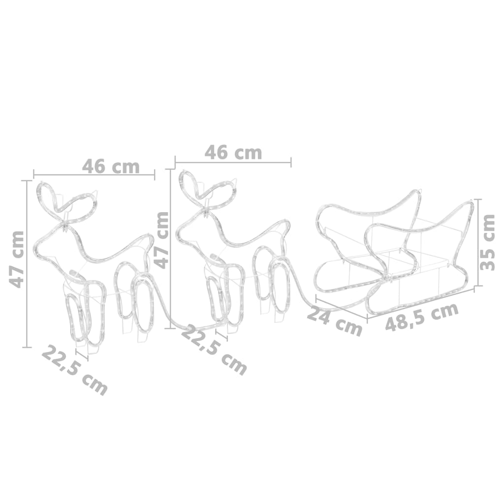 Weihnachtsdekoration Rentiere Und Schlitten Outdoor 576 Leds Blau