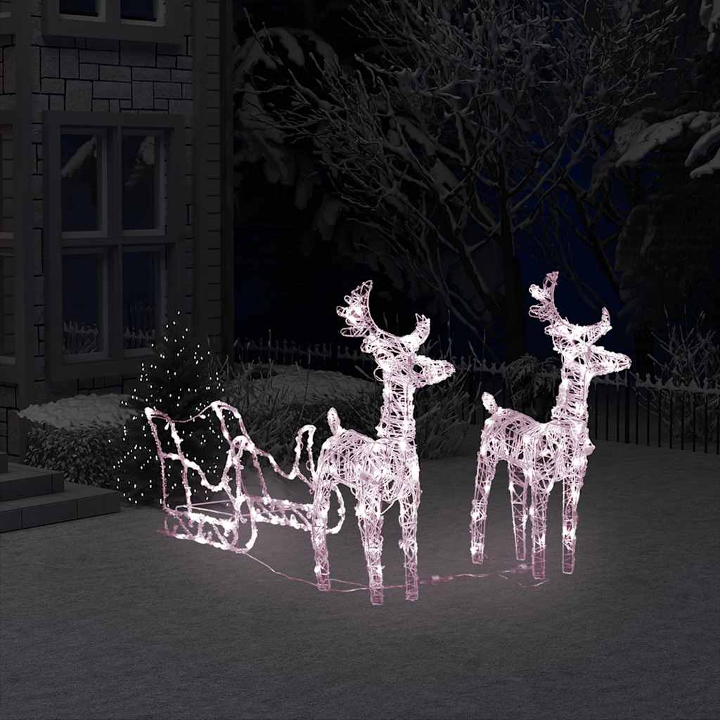 Weihnachtsdekoration Rentiere & Schlitten 280X28X55 Cm Acryl