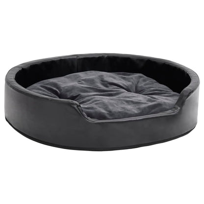 Hundebett Schwarz- 79X70X19 Cm Plüsch Und Kunstleder