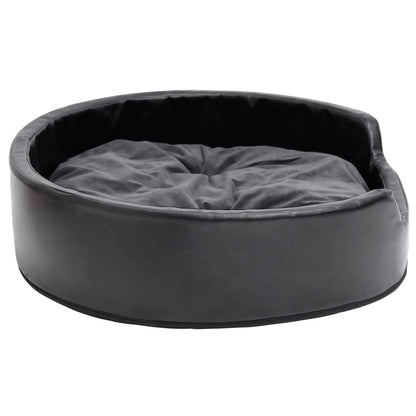 Hundebett Schwarz- 79X70X19 Cm Plüsch Und Kunstleder