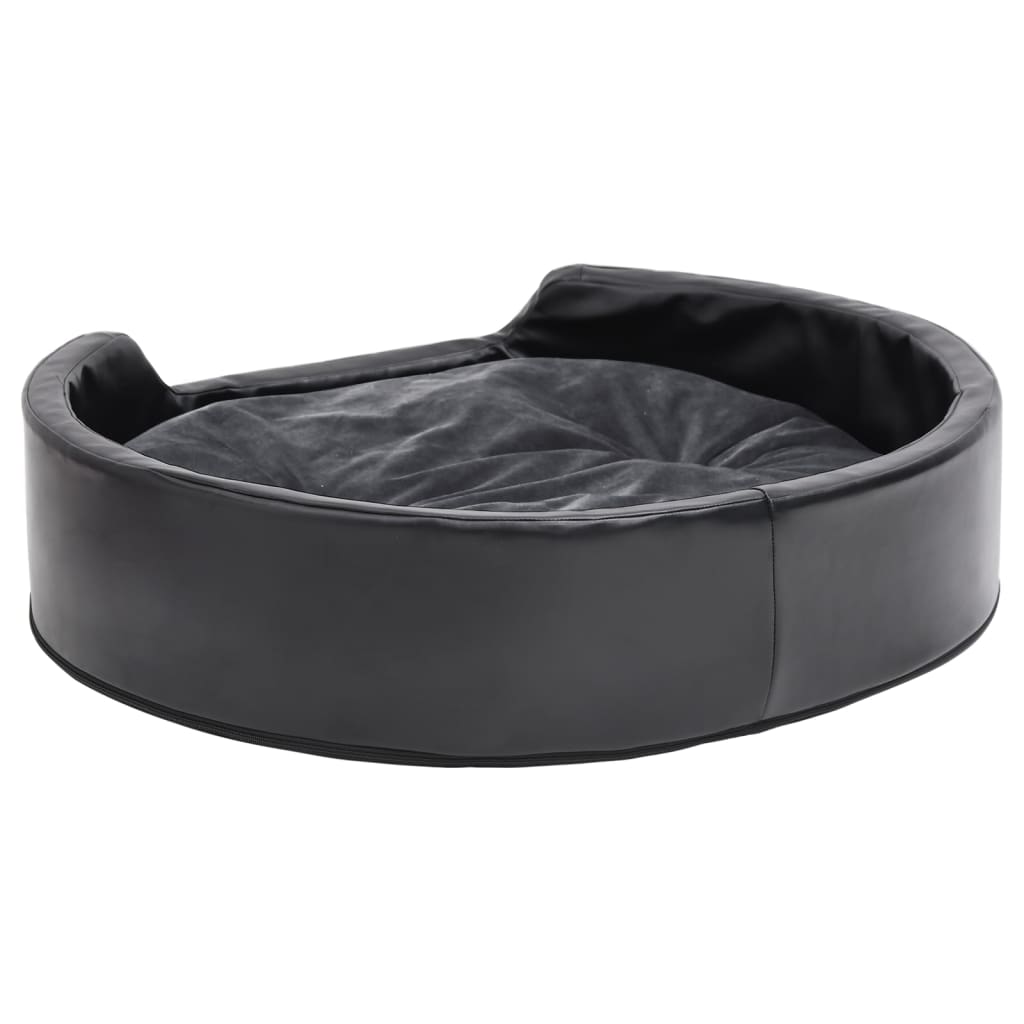 Hundebett Schwarz- 79X70X19 Cm Plüsch Und Kunstleder