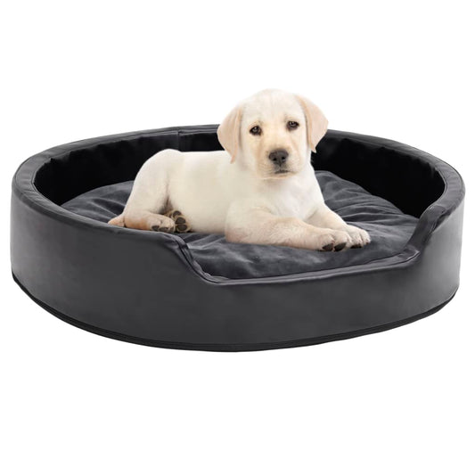 Hundebett Schwarz- 79X70X19 Cm Plüsch Und Kunstleder