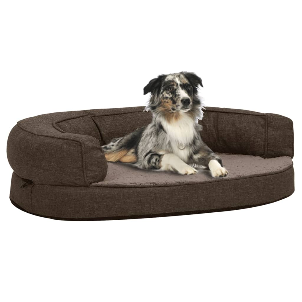 Hundematratze Ergonomisch 90X64 Cm Leinenoptik Fleece