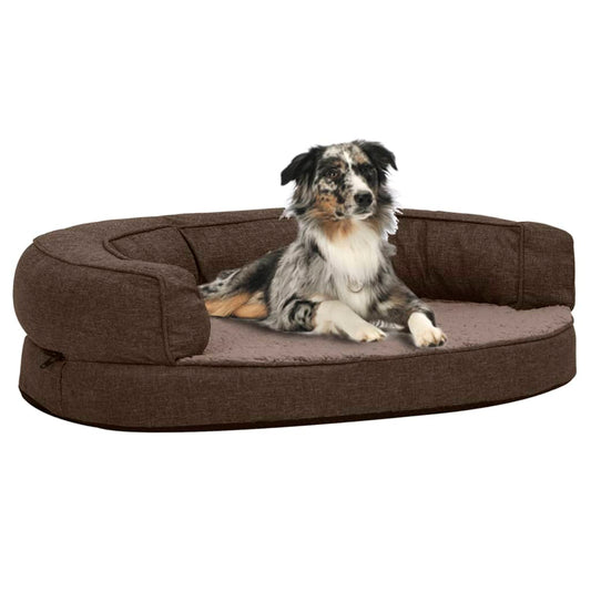 Hundematratze Ergonomisch 90X64 Cm Leinenoptik Fleece