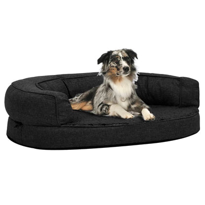 Hundematratze Ergonomisch 90X64 Cm Leinenoptik Fleece