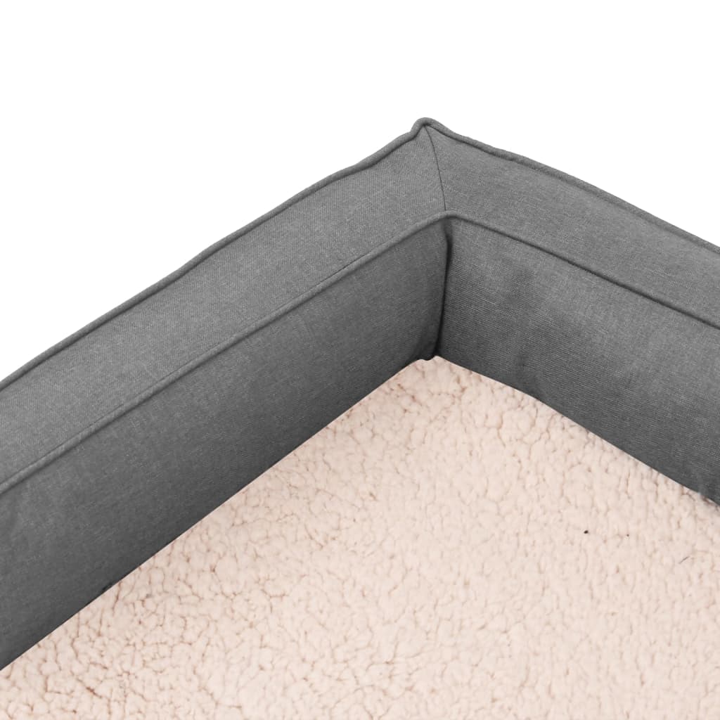 Hundematratze Ergonomisch 90X64 Cm Leinenoptik Fleece Grau