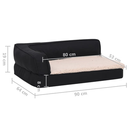Hundematratze Ergonomisch 90X64 Cm Leinenoptik Fleece Schwarz