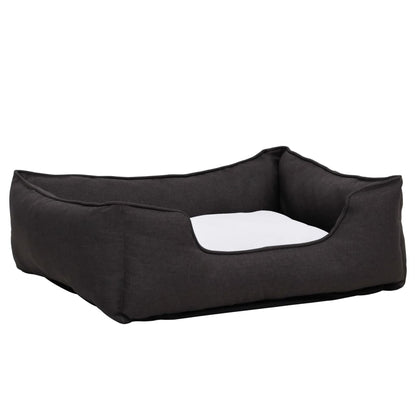 Hundebett Dunkelgrau-Weiß 65X50X20 Cm Fleece Leinenoptik