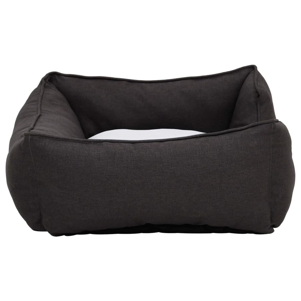 Hundebett Dunkelgrau-Weiß 65X50X20 Cm Fleece Leinenoptik