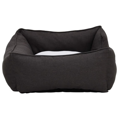 Hundebett Dunkelgrau-Weiß 65X50X20 Cm Fleece Leinenoptik