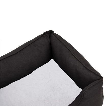 Hundebett Dunkelgrau-Weiß 65X50X20 Cm Fleece Leinenoptik