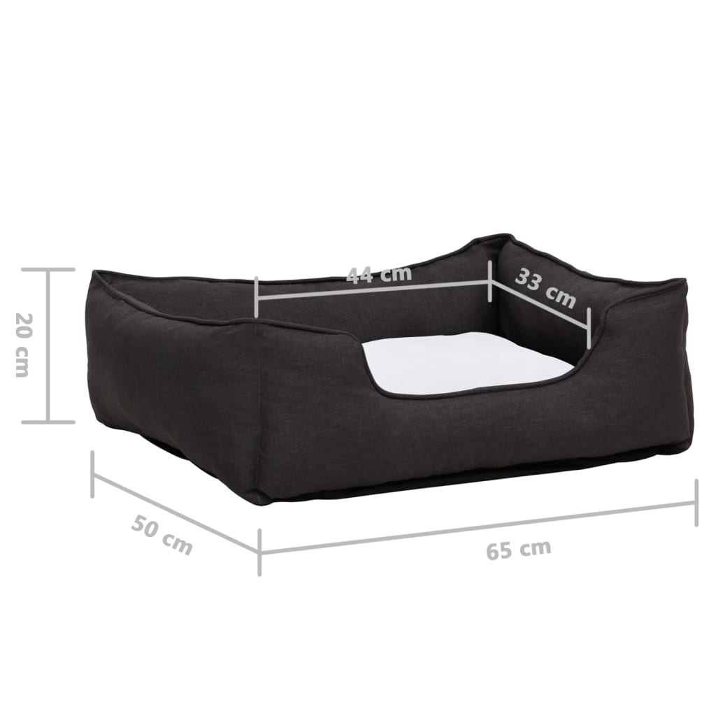 Hundebett Dunkelgrau-Weiß 65X50X20 Cm Fleece Leinenoptik