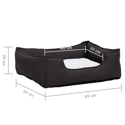Hundebett Dunkelgrau-Weiß 65X50X20 Cm Fleece Leinenoptik