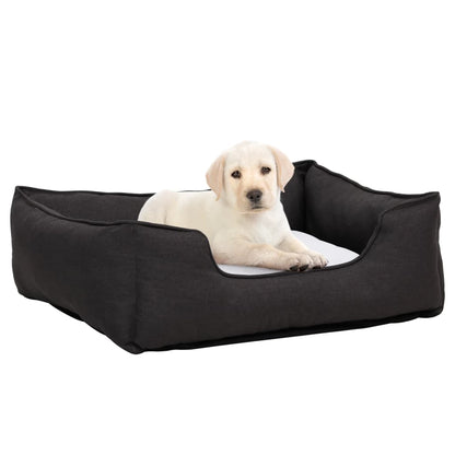 Hundebett Dunkelgrau-Weiß 65X50X20 Cm Fleece Leinenoptik