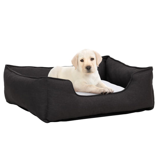 Hundebett Dunkelgrau-Weiß 65X50X20 Cm Fleece Leinenoptik