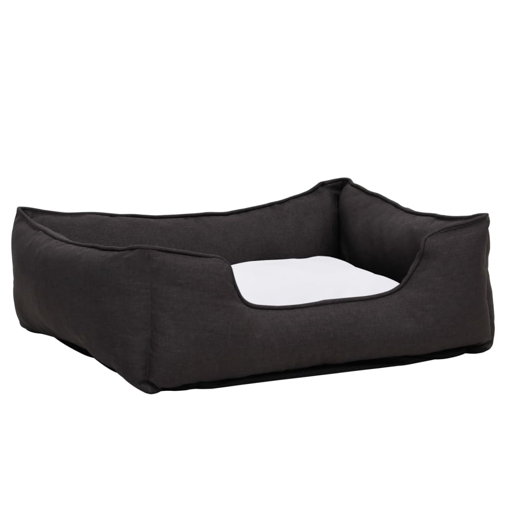 Hundebett Dunkelgrau-Weiß 85,5X70X23 Cm Fleece Leinenoptik