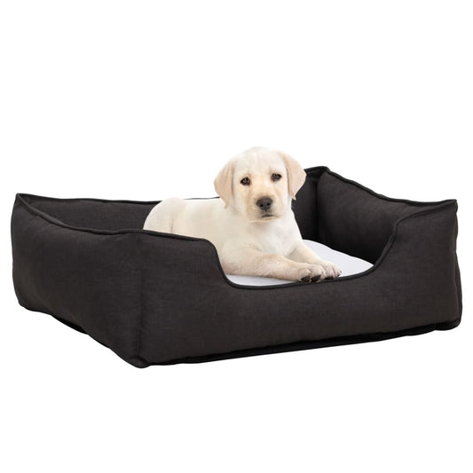 Hundebett Dunkelgrau-Weiß 110,5X80,5X26 Cm Fleece Leinenoptik