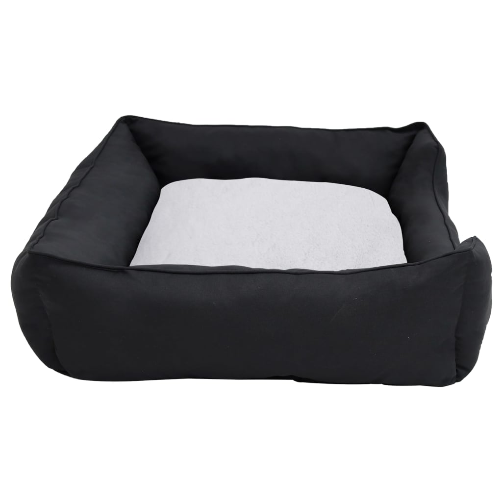 Hundebett Schwarz-Weiß 110,5X80,5X26 Cm Fleece Leinenoptik