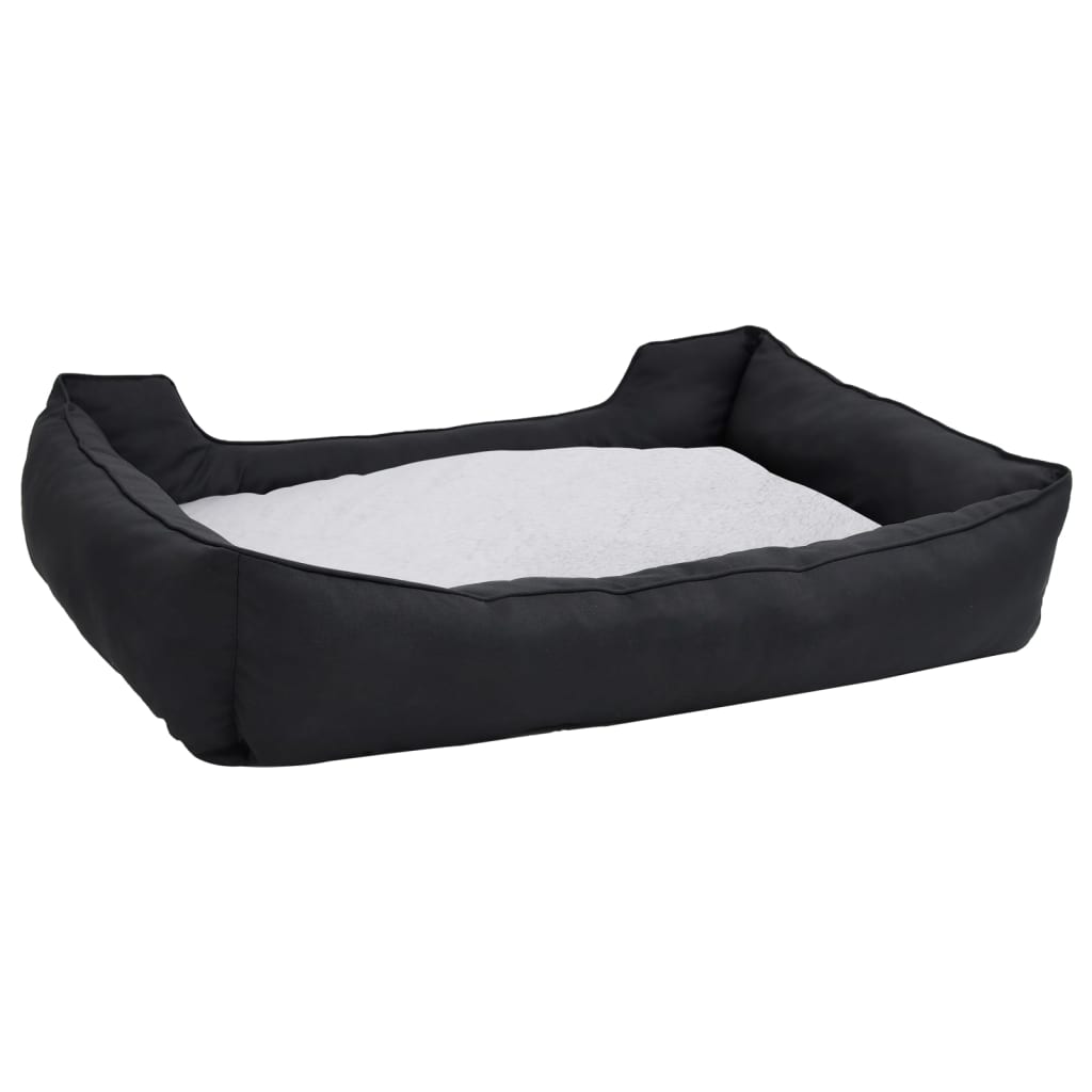Hundebett Schwarz-Weiß 110,5X80,5X26 Cm Fleece Leinenoptik