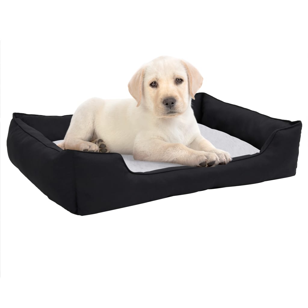 Hundebett Schwarz-Weiß 110,5X80,5X26 Cm Fleece Leinenoptik