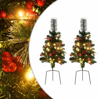 Künstlicher Weihnachtsbaum Mit Beleuchtung 2 Stk. Outdoor