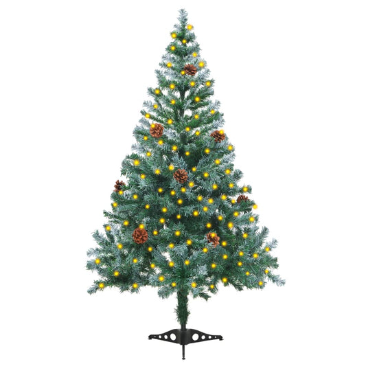 Weihnachtsbaum Gefrostet Mit Beleuchtung & Zapfen 150 Cm
