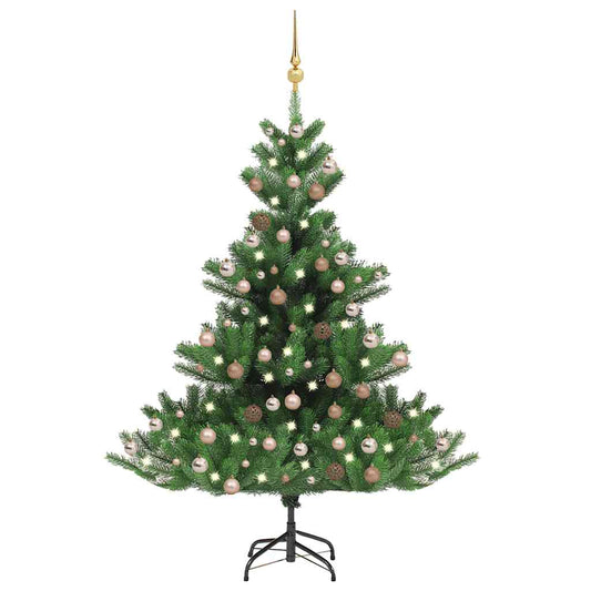 Künstlicher Weihnachtsbaum Nordmann Led & Kugeln Grün 240 Cm