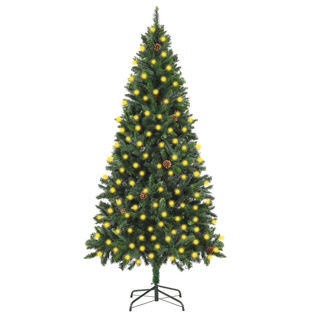 Künstlicher Weihnachtsbaum Mit Beleuchtung & Zapfen 210 Cm