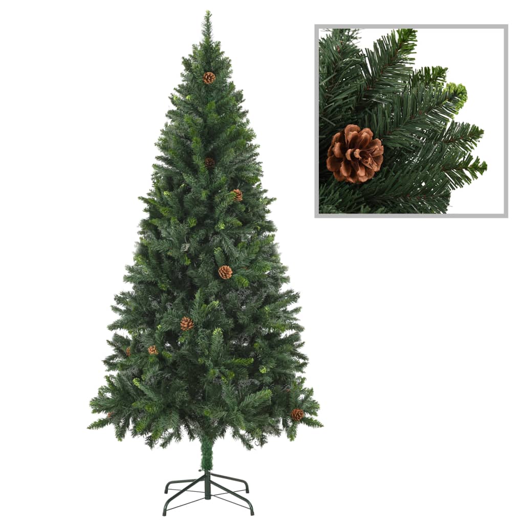 Künstlicher Weihnachtsbaum Mit Beleuchtung & Zapfen 210 Cm