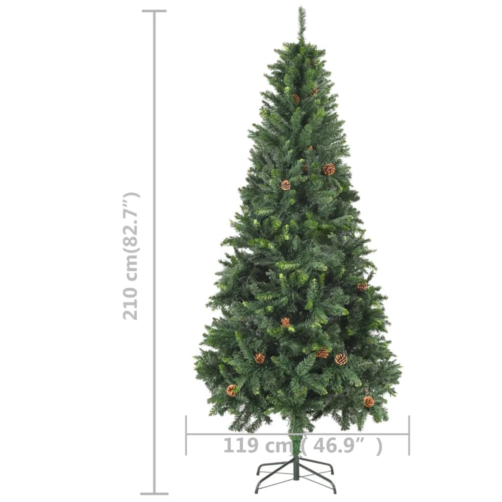 Künstlicher Weihnachtsbaum Mit Beleuchtung & Zapfen 210 Cm